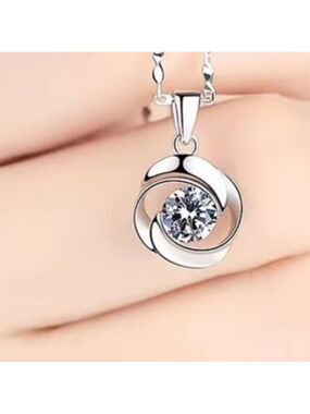 Moissanite 1 Carat Round Bezel 925 Sterling Silver Necklace